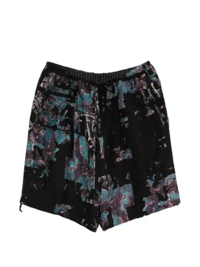 Yohji Yamamoto abstract-print wide-leg shorts - Black