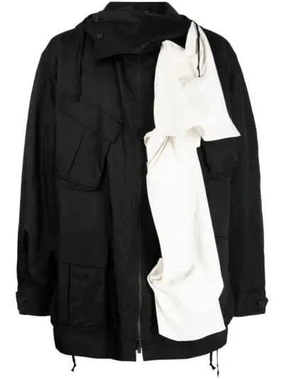 Yohji Yamamoto asymmetric hooded jacket - Black