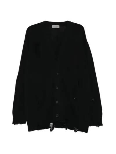 Yohji Yamamoto distressed button-up cardigan - Black
