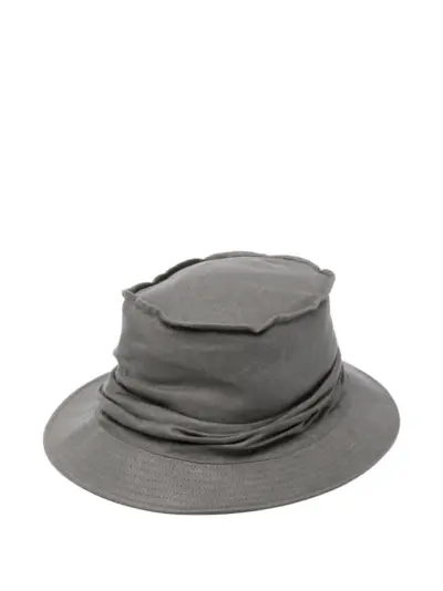 Yohji Yamamoto draped-detail bucket hat - Grey