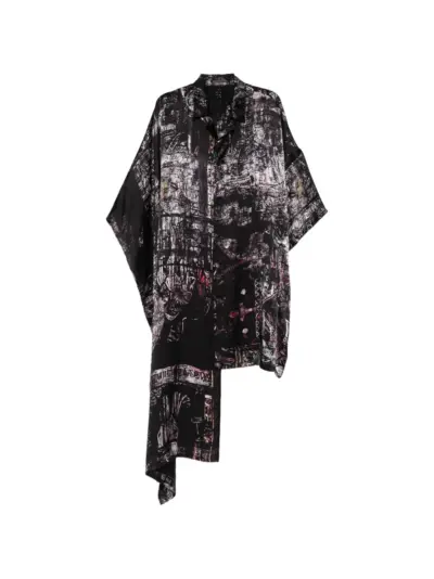 Yohji Yamamoto graphic-print coat - Black