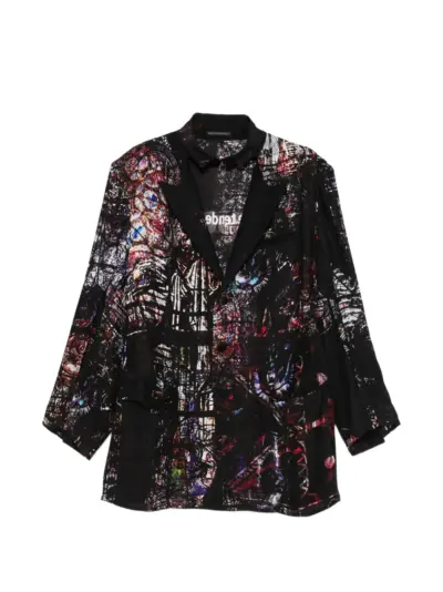 Yohji Yamamoto logo-print blazer - Black
