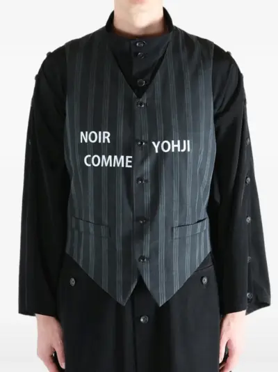 Yohji Yamamoto pinstripe cotton waistcoat - Black