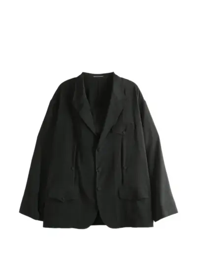 Yohji Yamamoto pleated flap-pocket coat - Black