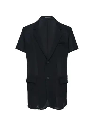 Yohji Yamamoto short-sleeved notched-lapel jacket - Black