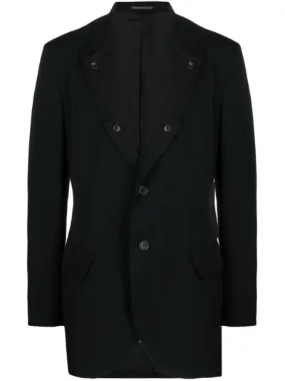 Yohji Yamamoto single-breasted fitted blazer - Black