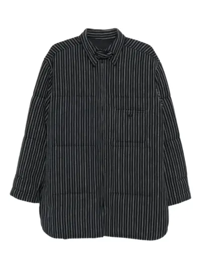 Yohji Yamamoto stripe-printed coat - Blue