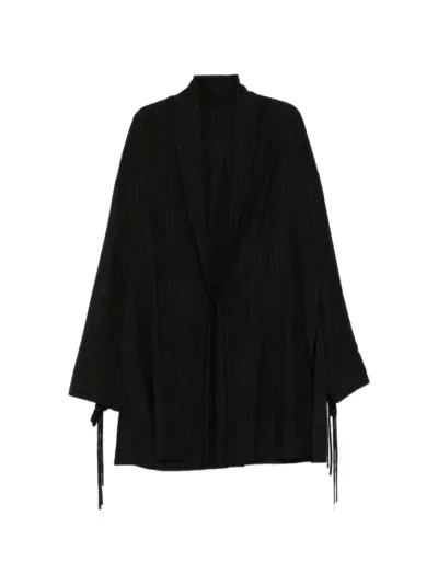 Yohji Yamamoto striped drawstring-cuff jacket - Black