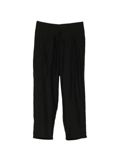 Yohji Yamamoto tucked silk trousers - Black
