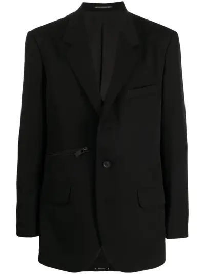 Yohji Yamamoto zip-detail cotton blazer - Black