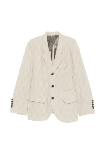 Ziggy Chen checkerboard-pattern single-breasted blazer - Neutrals