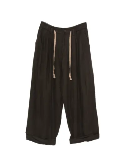 Ziggy Chen drawstring pleated trousers - Brown