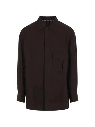 Ziggy Chen flap-pocket shirt - Brown