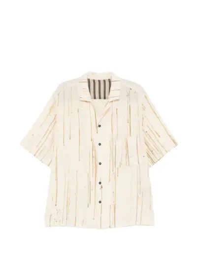 Ziggy Chen paint-drip camp-collar shirt - Neutrals