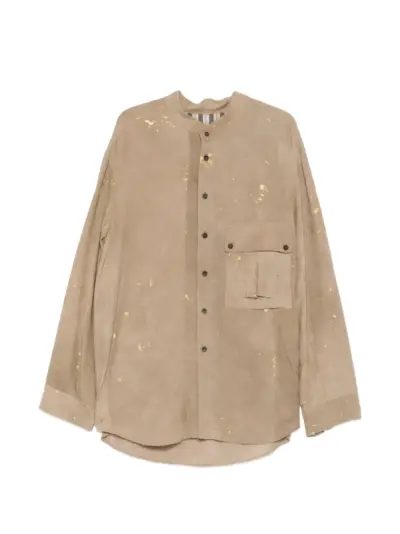 Ziggy Chen paint-splatter chest-pocket shirt - Neutrals