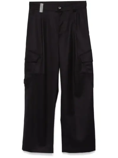 marina yee pleated wool cargo pants - Black