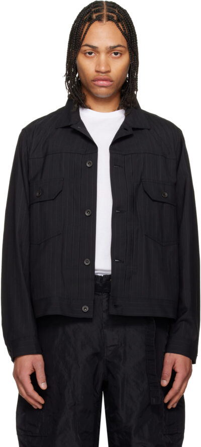 sacai Black Chalk Stripe Jacket