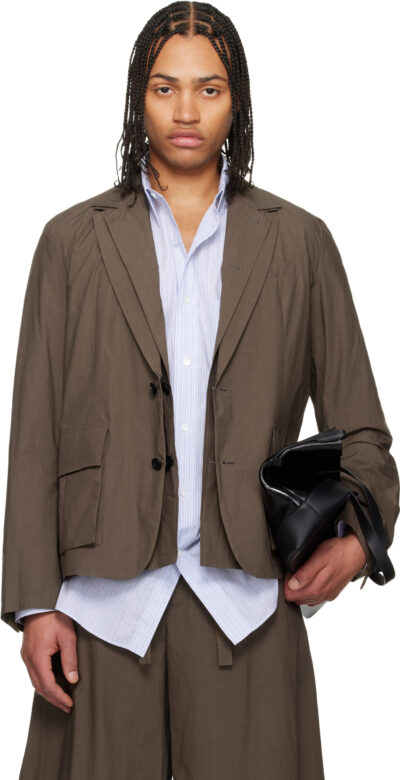 sacai Khaki Cotton Typewriter Blazer