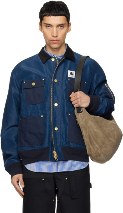 sacai Navy Carhartt WIP Edition Nylon Twill & Duck Jacket