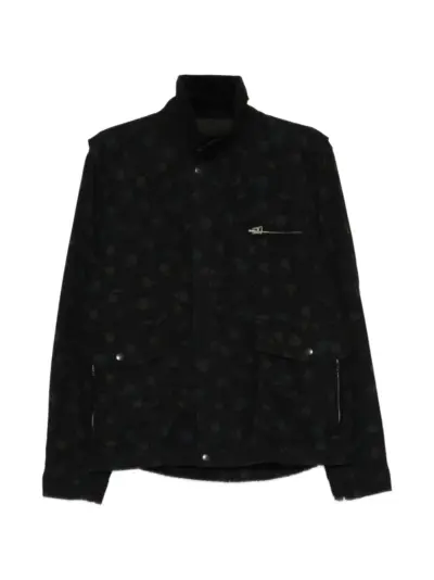 sacai floral-print high-neck jacket - Black