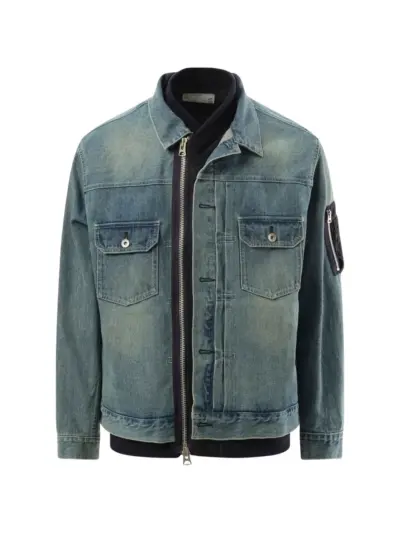 sacai panelled denim jacket - Blue