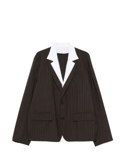 sacai stripe-pattern blazer - Brown