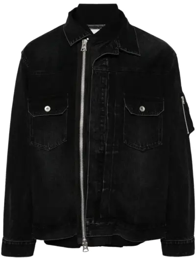 sacai twill denim jacket - Black
