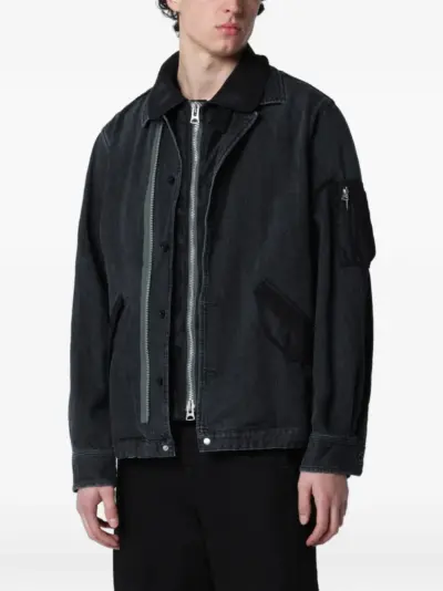 sacai zip-up jacket - Black