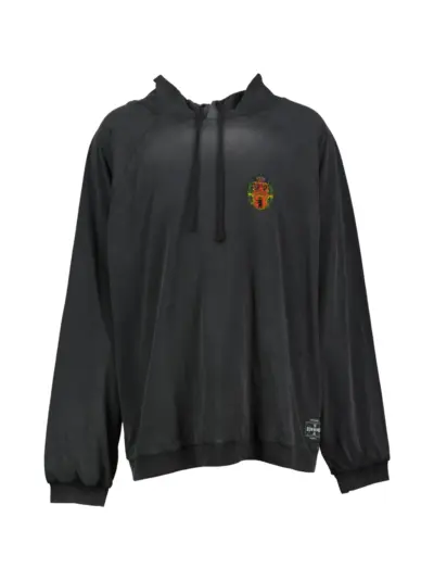032c Bar embroidered distressed hoodie - Black