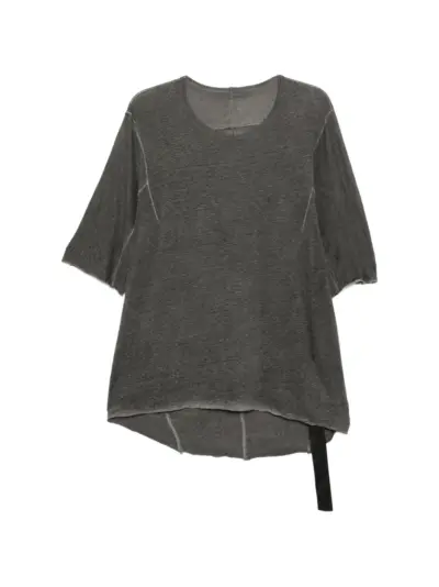 69 BY ISAAC SELLAM raw-edge overlock-stitch T-shirt - Grey