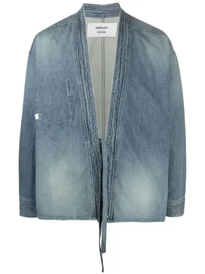 AMBUSH tie-fastening denim jacket - Blue