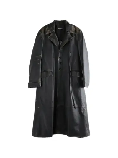 Ann Demeulemeester faded-effect leather coat - Black