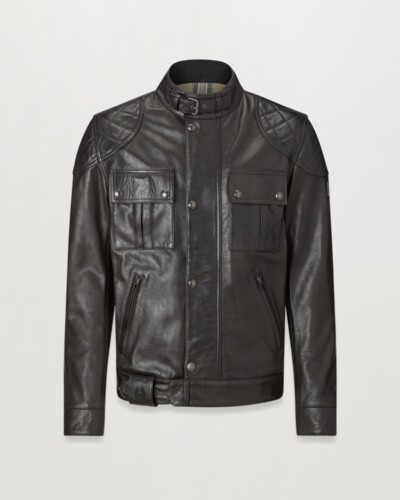 Belstaff Men's Brooklands Motorcycle Jacket Hand Waxed Leather Antique Black Size 2xl