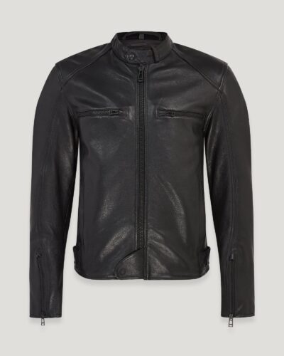 Belstaff Men's Broughton Motorcycle Jacket Calf Leather Black Size 2xl