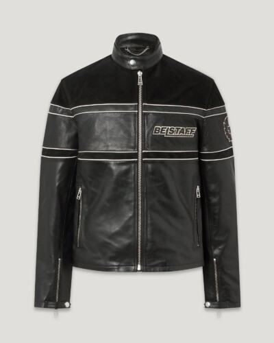 Belstaff Men's Competition Speed Jacket Calf Leather/calf Suede Black Size 2xl