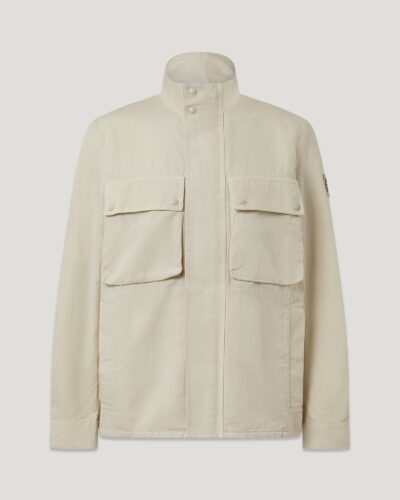 Belstaff Men's Hayfield Jacket Garment Dye Cotton Linen Silver Birch Size 2xl