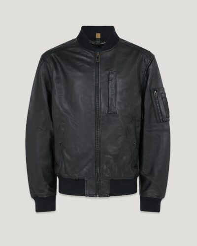 Belstaff Men's Marker Jacket Tumbled Leather Black Size 2xl