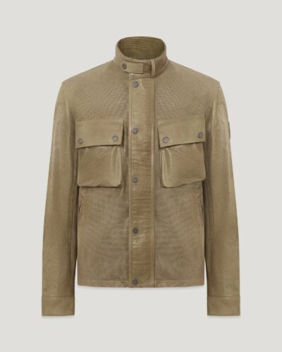 Belstaff Men's Racemaster Air Jacket Hand Waxed Leather Dark Sand Size Uk 36