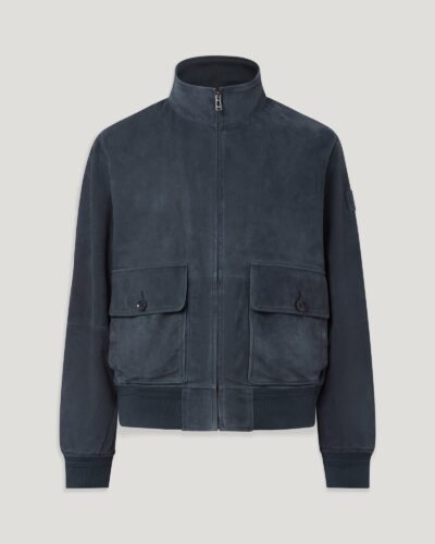 Belstaff Men's Seaway Jacket Flyweight Suede Dark Ink Size 2xl