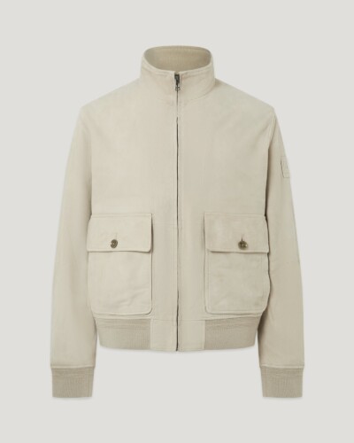 Belstaff Men's Seaway Jacket Flyweight Suede Dark Sand Size 2xl