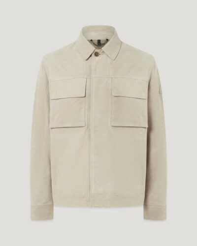 Belstaff Men's Waymark Overshirt Flyweight Suede Dark Sand Size 2xl