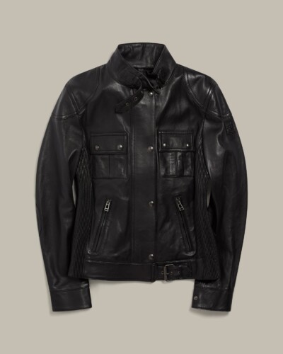 Belstaff Women's Gangster Icon Jacket Nappa Leather Black Size Uk 4