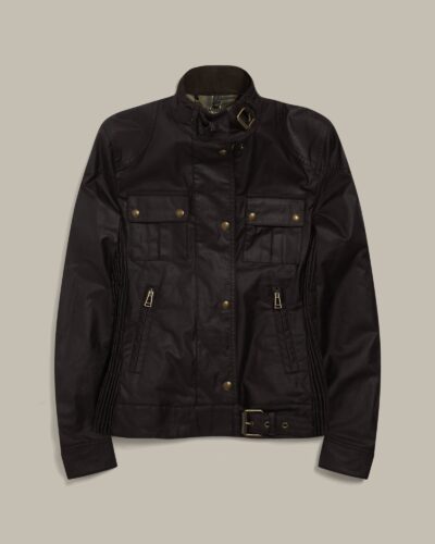 Belstaff Women's Gangster Icon Jacket Waxed Cotton Black Size Uk 4