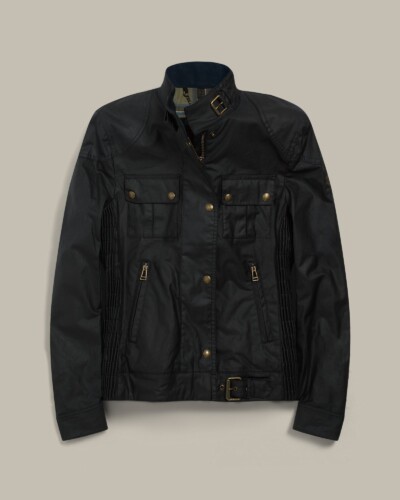 Belstaff Women's Gangster Icon Jacket Waxed Cotton Dark Navy Size Uk 4