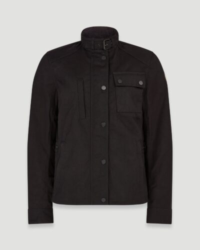 Belstaff Women's Kate's Cottage Motorcycle Jacket Waxed Cotton Black Size 2xl