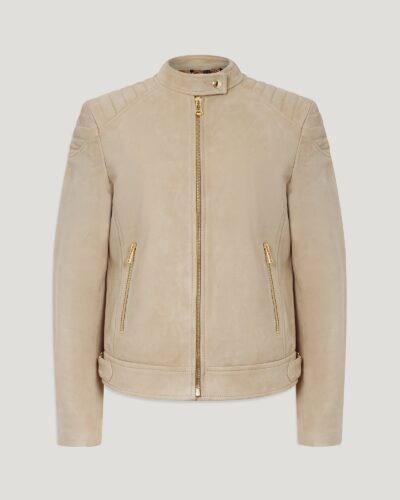 Belstaff Women's Mollison Jacket Lightweight Suede Dark Dune Size Uk 4