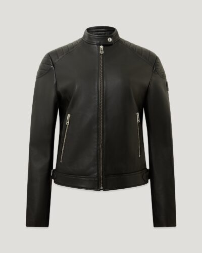 Belstaff Women's Mollison Jacket Nappa Leather Black Size Uk 4