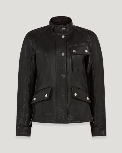 Belstaff Women's Penrith Motorcycle Jacket Calf Leather Black Size 2xl
