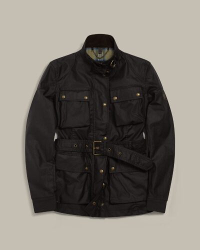 Belstaff Women's Trialmaster Icon Jacket Waxed Cotton Black Size Uk 4