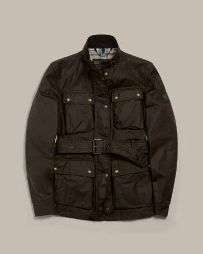 Belstaff Women's Trialmaster Icon Jacket Waxed Cotton Faded Olive Size Uk 4